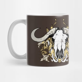 Cool Buffalo Skull with Engraved Floral Mug